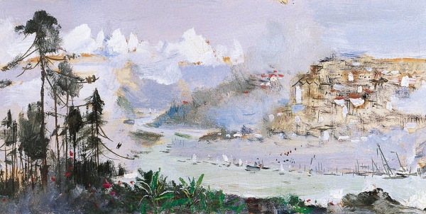 吴冠中《长江万里图》,1973~1974年创作,纸本油画(局部)