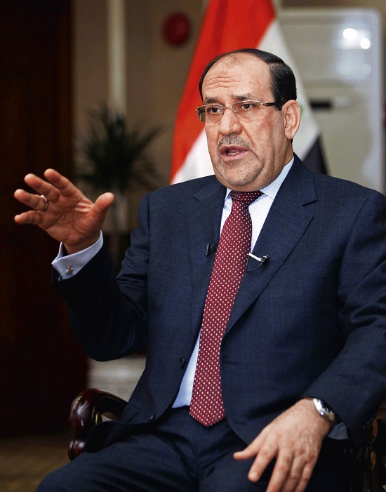 2014年1月12日,伊拉克总理马利基在巴格达接受媒体采访